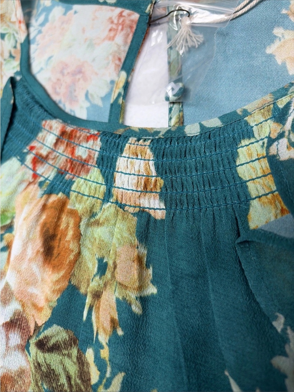 Sundance NWT Teal Floral ruffled flowy midi Dress size small - Picture 7 of 12